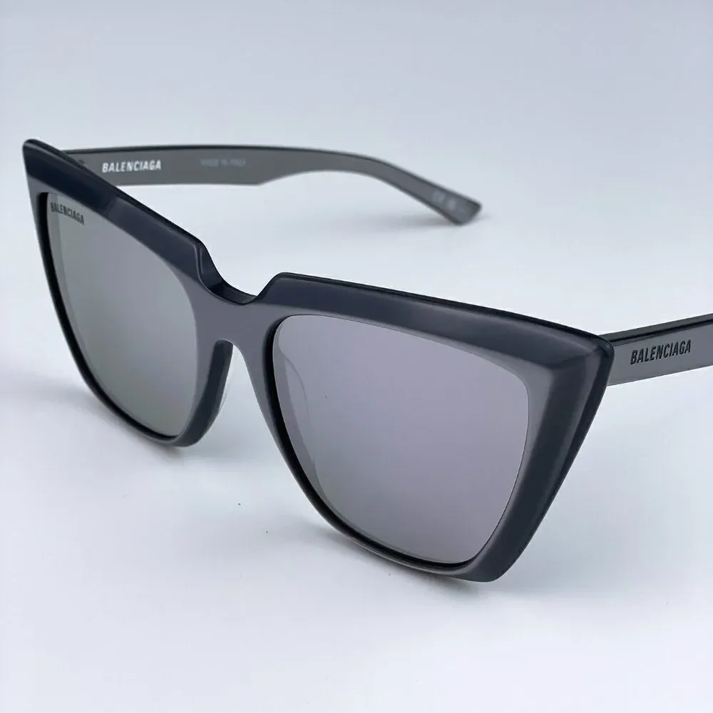 SALE! NEW Balenciaga BB0046S 006 Silver Gray Mirrored  Cat Eye Women Sunglasses